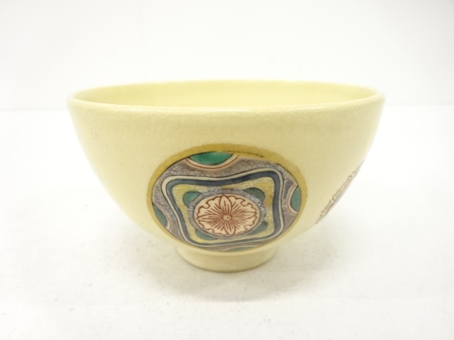 JAPANESE TEA CEREMONY / TEA BOWL CHAWAN / KINSAI IROE / ARTISAN WORK